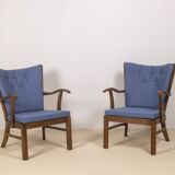 1940s Lounge Chairs by Tyge Hvass, Model 1628 for Fritz Hansen, Denmark