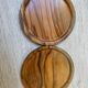 6 coasters in olive wood and their storage box