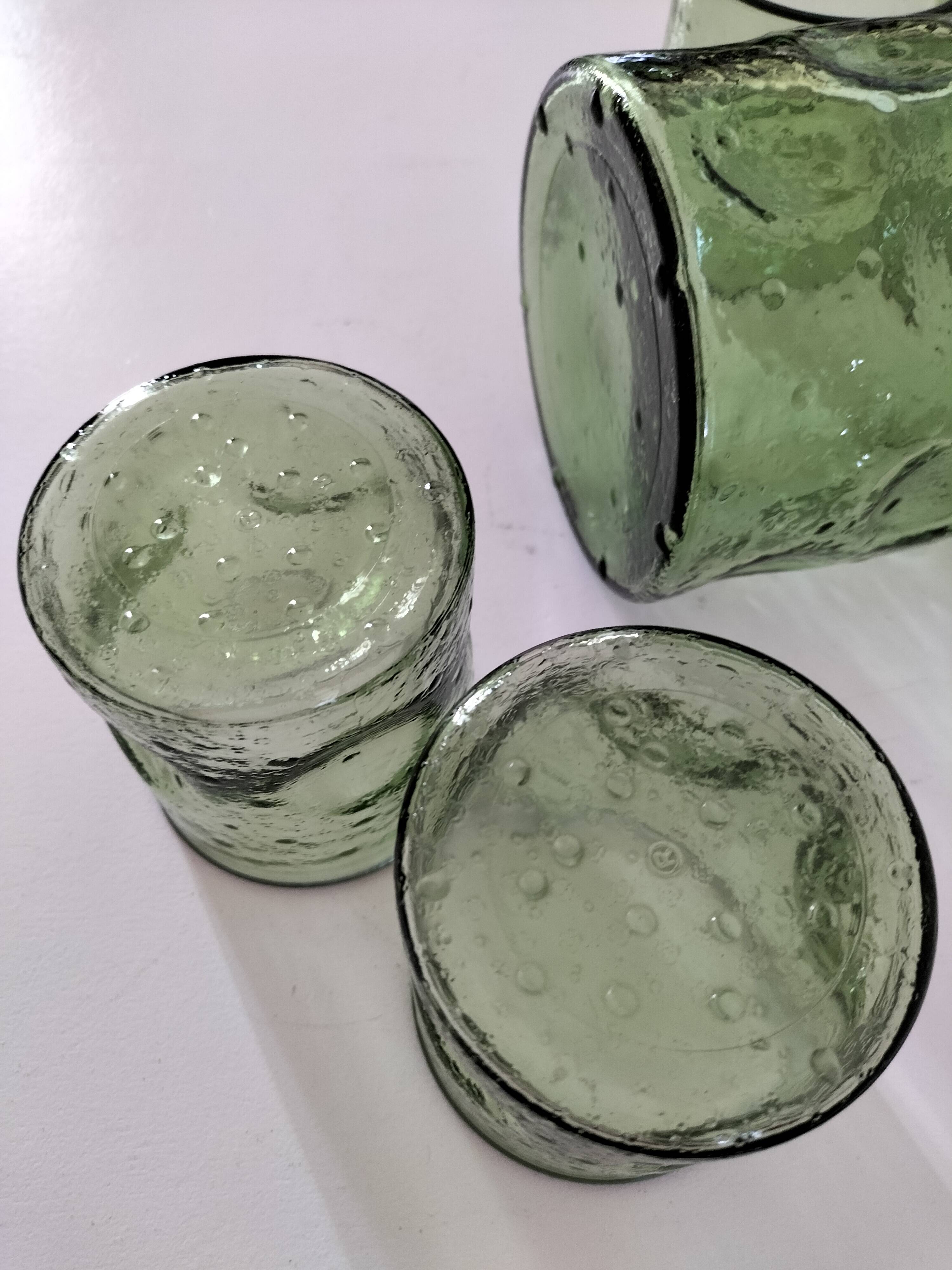 Carafe and matching tumblers in molded glass