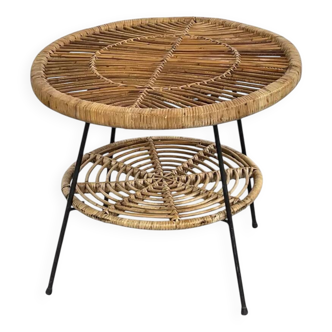 Rattan side table