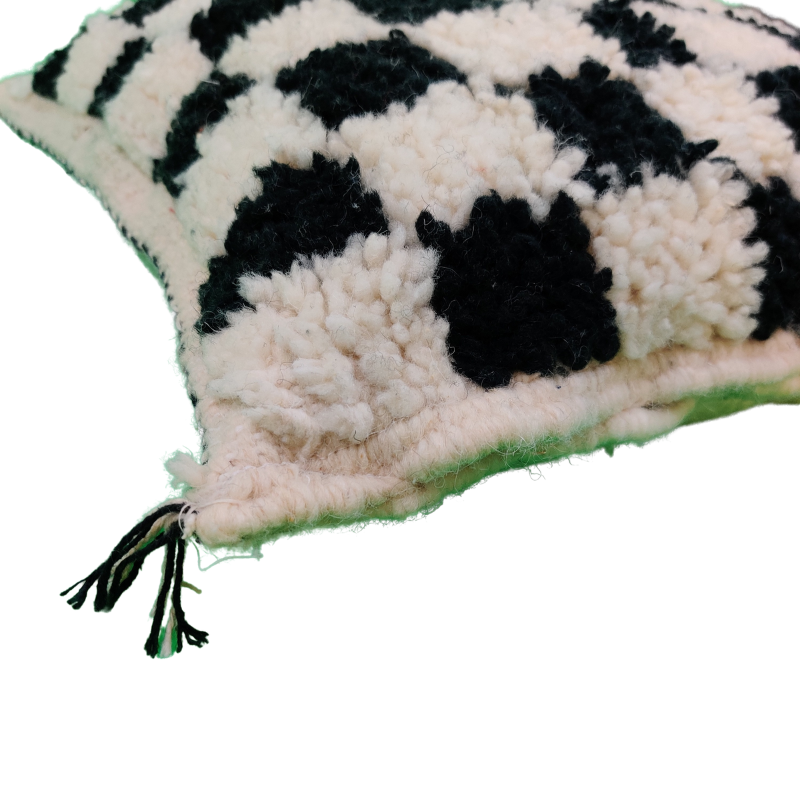 Berber cushion black chessboard