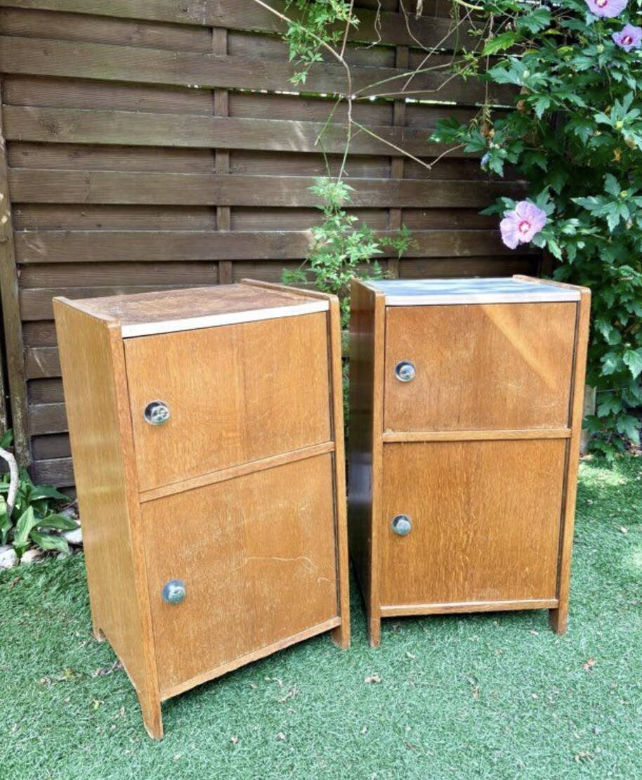 2 beautiful vintage wooden bedside tables