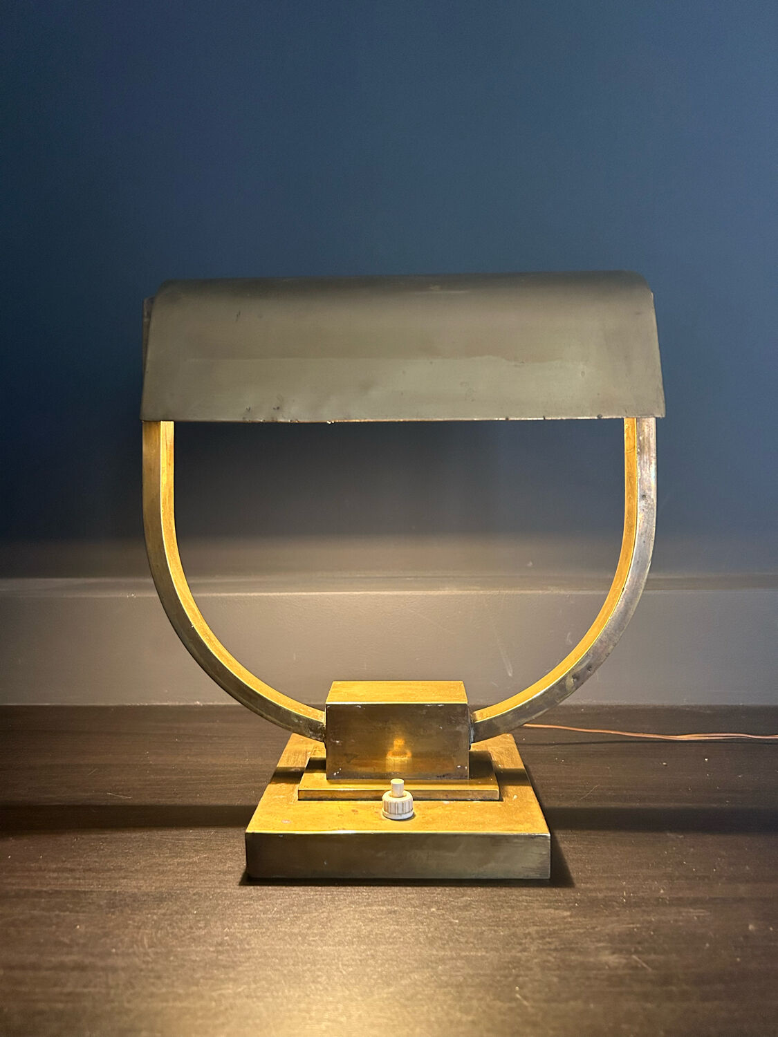 Adjustable lamp art deco modernist vintage solid brass, France 1930