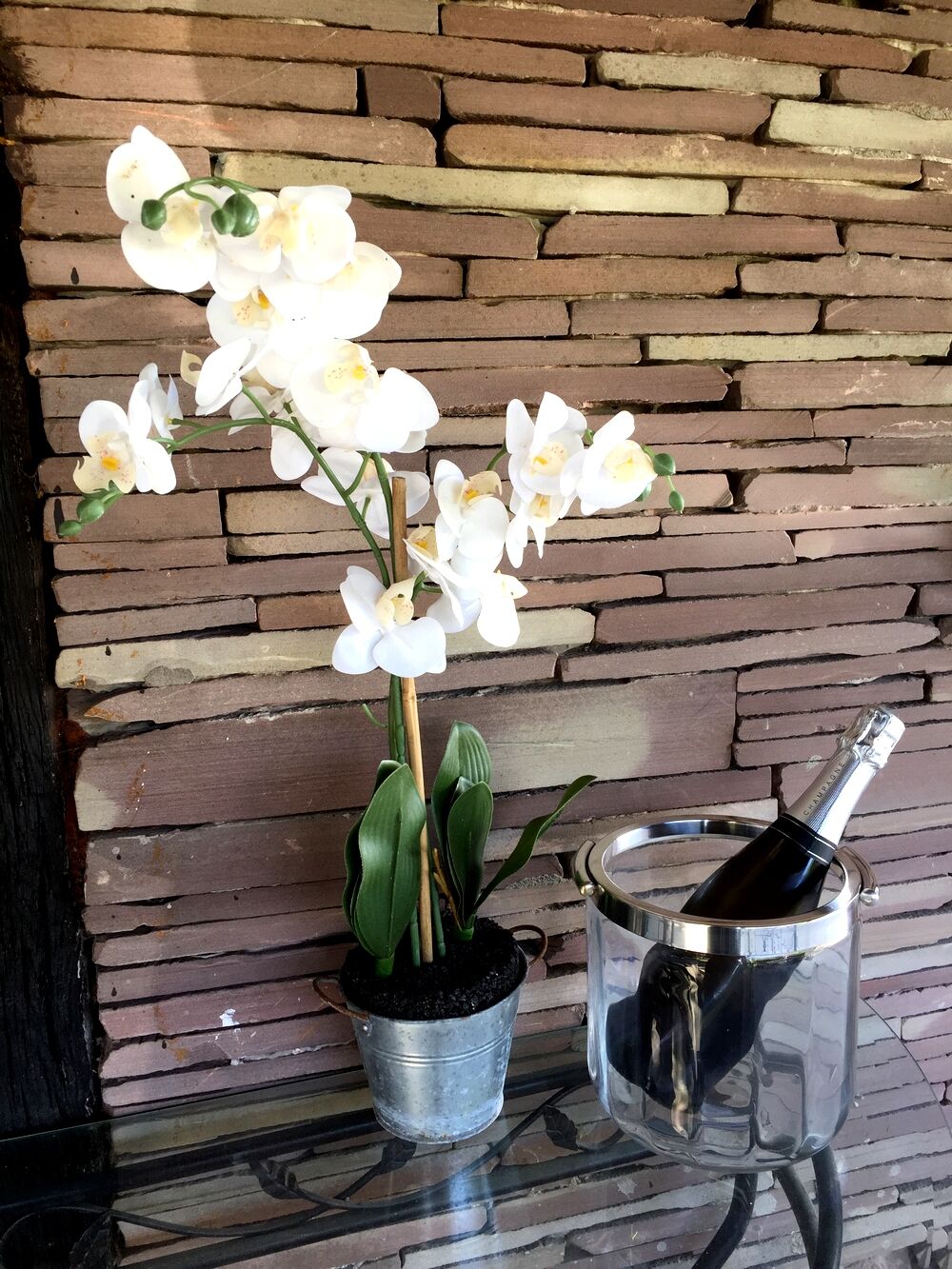Champagne bucket glass and metal silver flagship for christofle