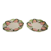2 assiettes vintage barbotine pomme signées Francesco Guarino