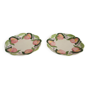 2 vintage apple barbotine plates signed Francesco Guarino