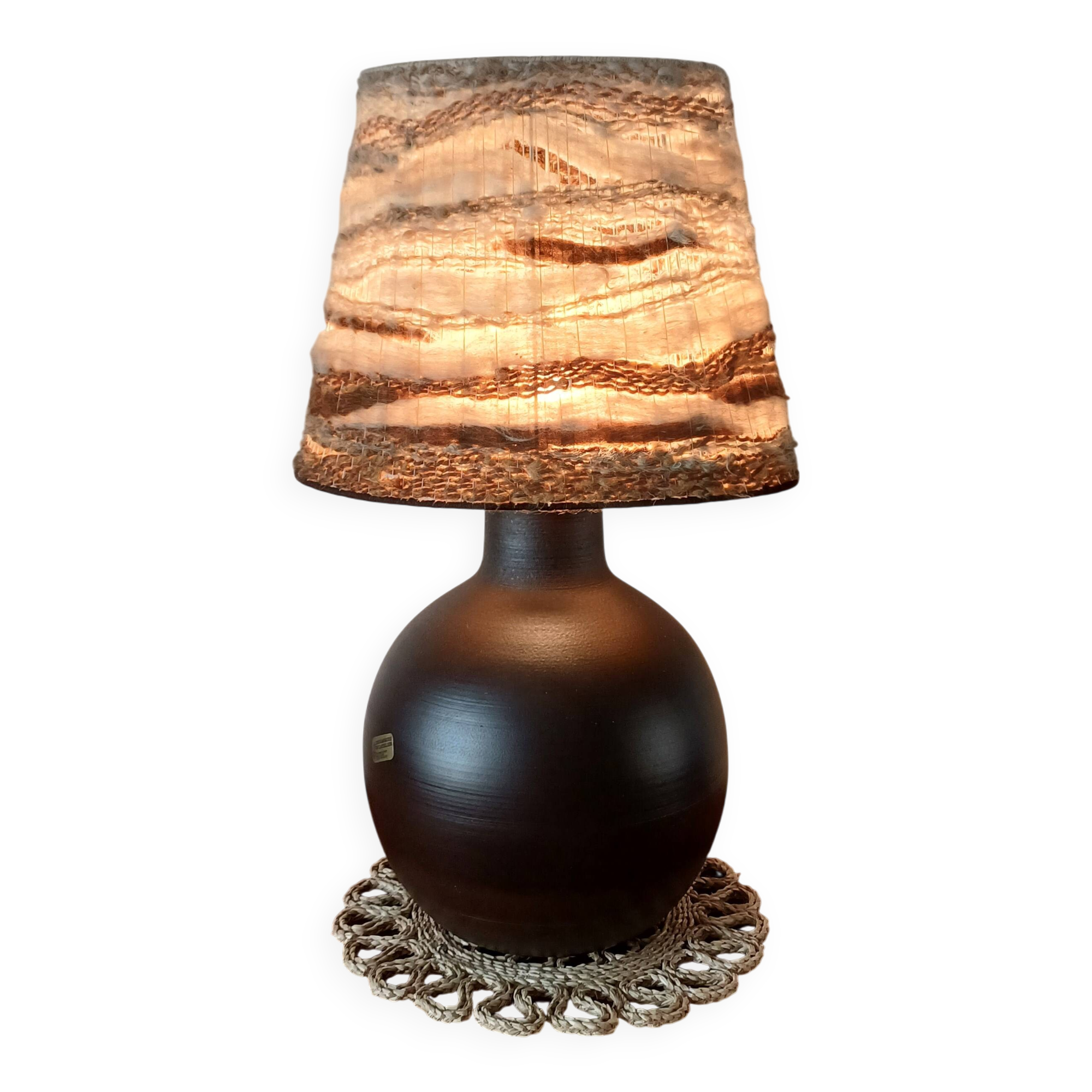 Belgian ceramic ball lamp with handmade shade – 19
