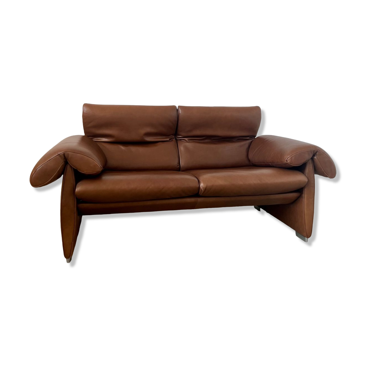 Vintage sofa 2 places leather camel design de sede ds-1023