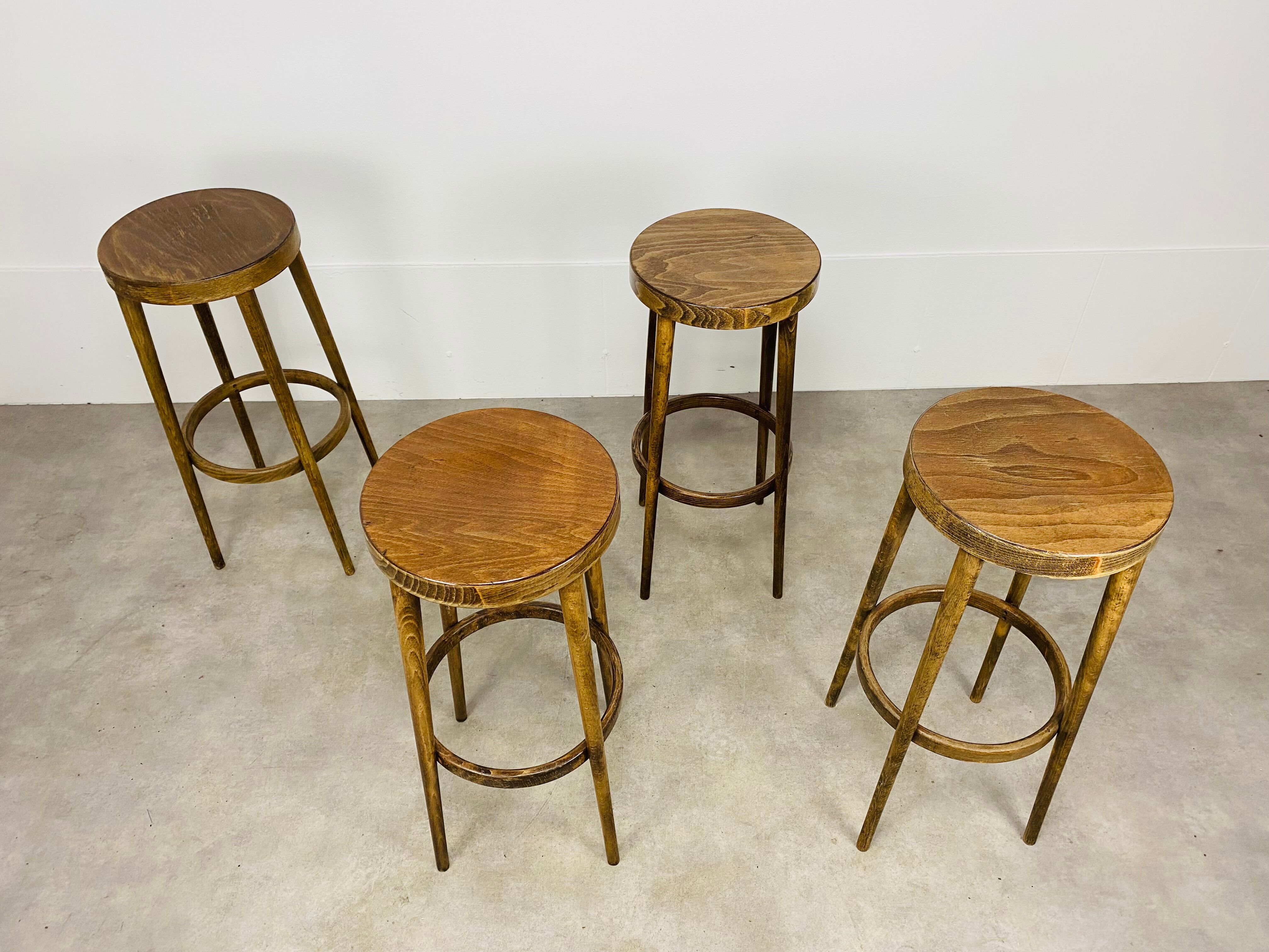 4 bar stools Baumann wood 60s bistro