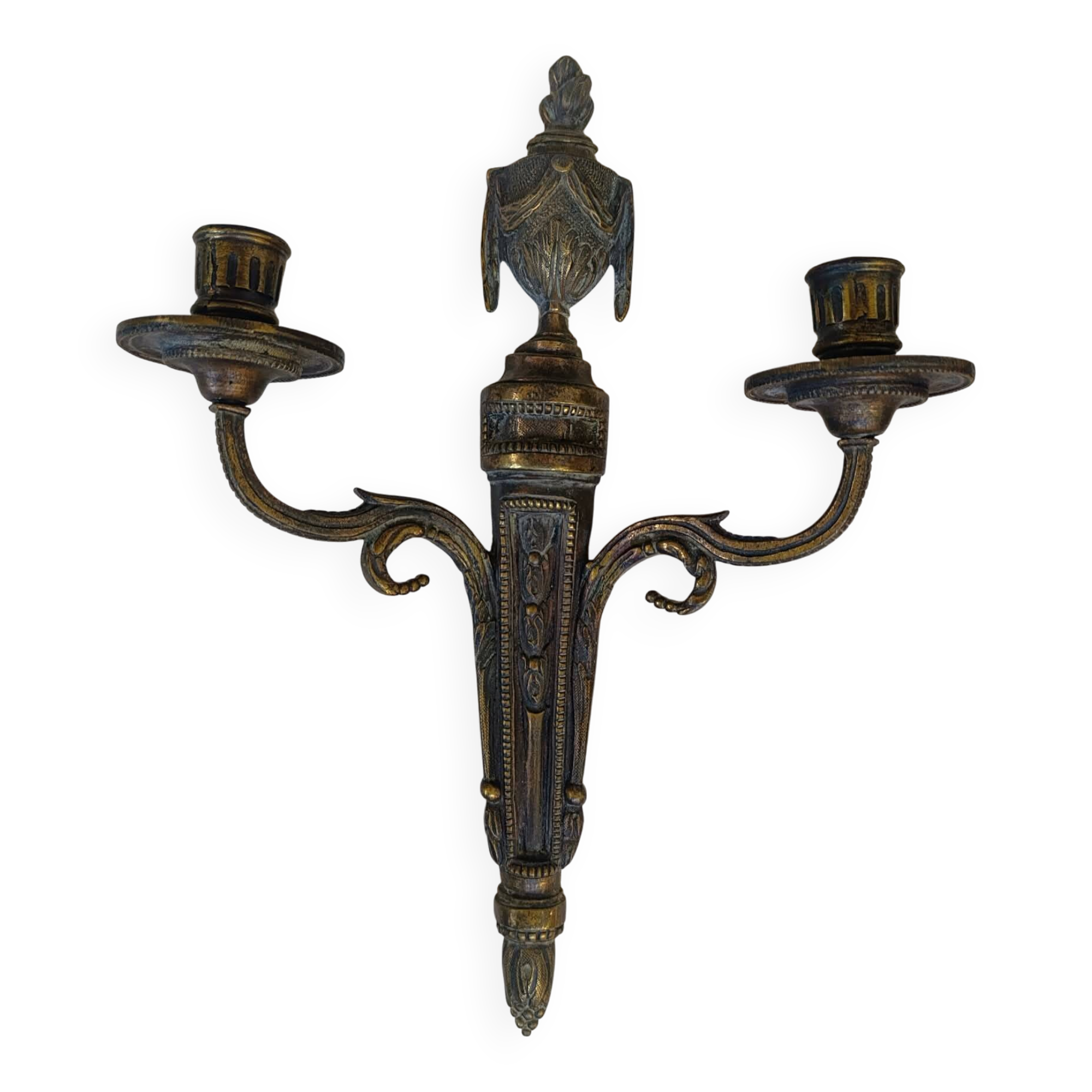 Set of 2 antique bronze wall sconces
