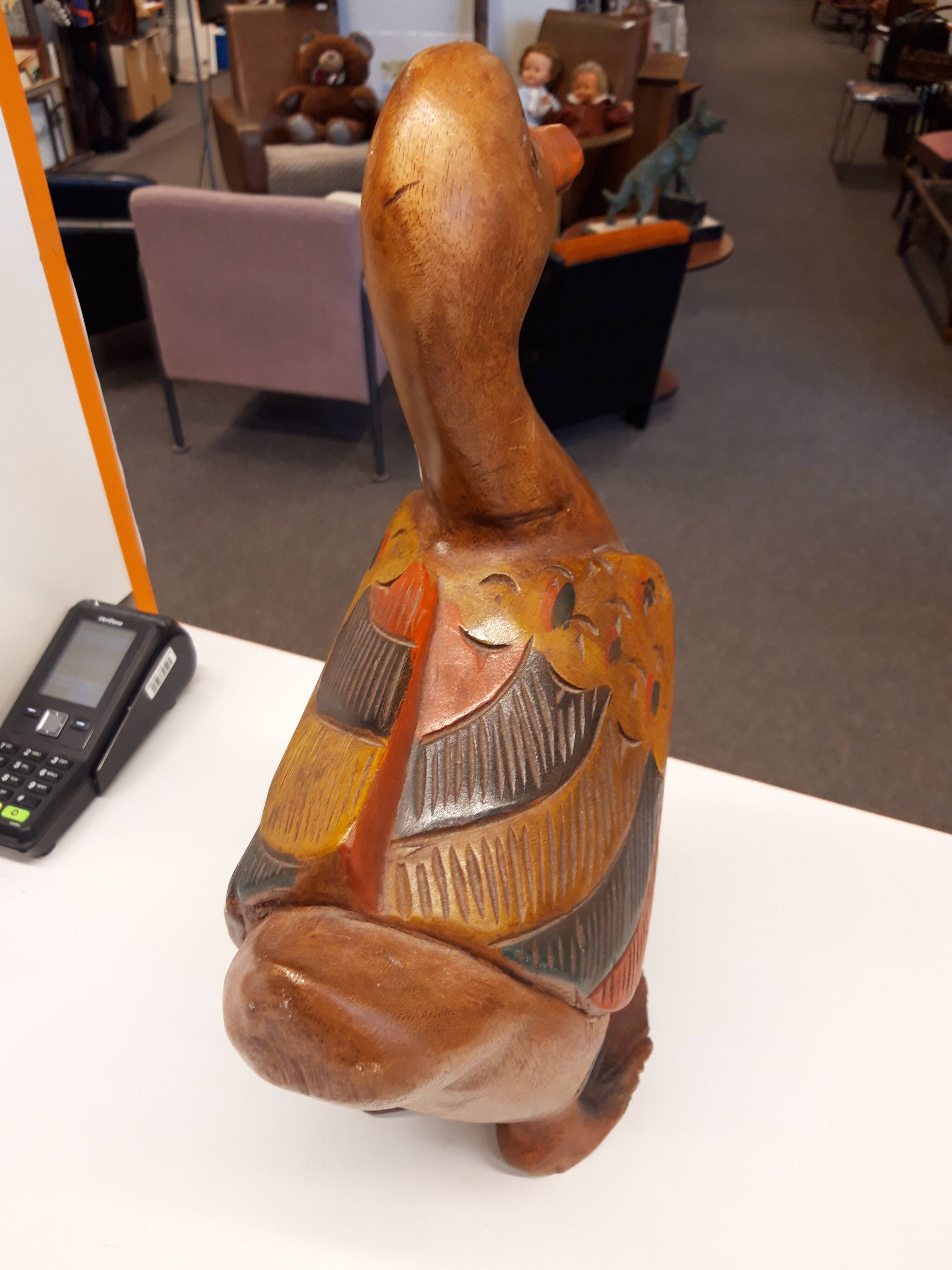 Decorative duck in polychrome wood