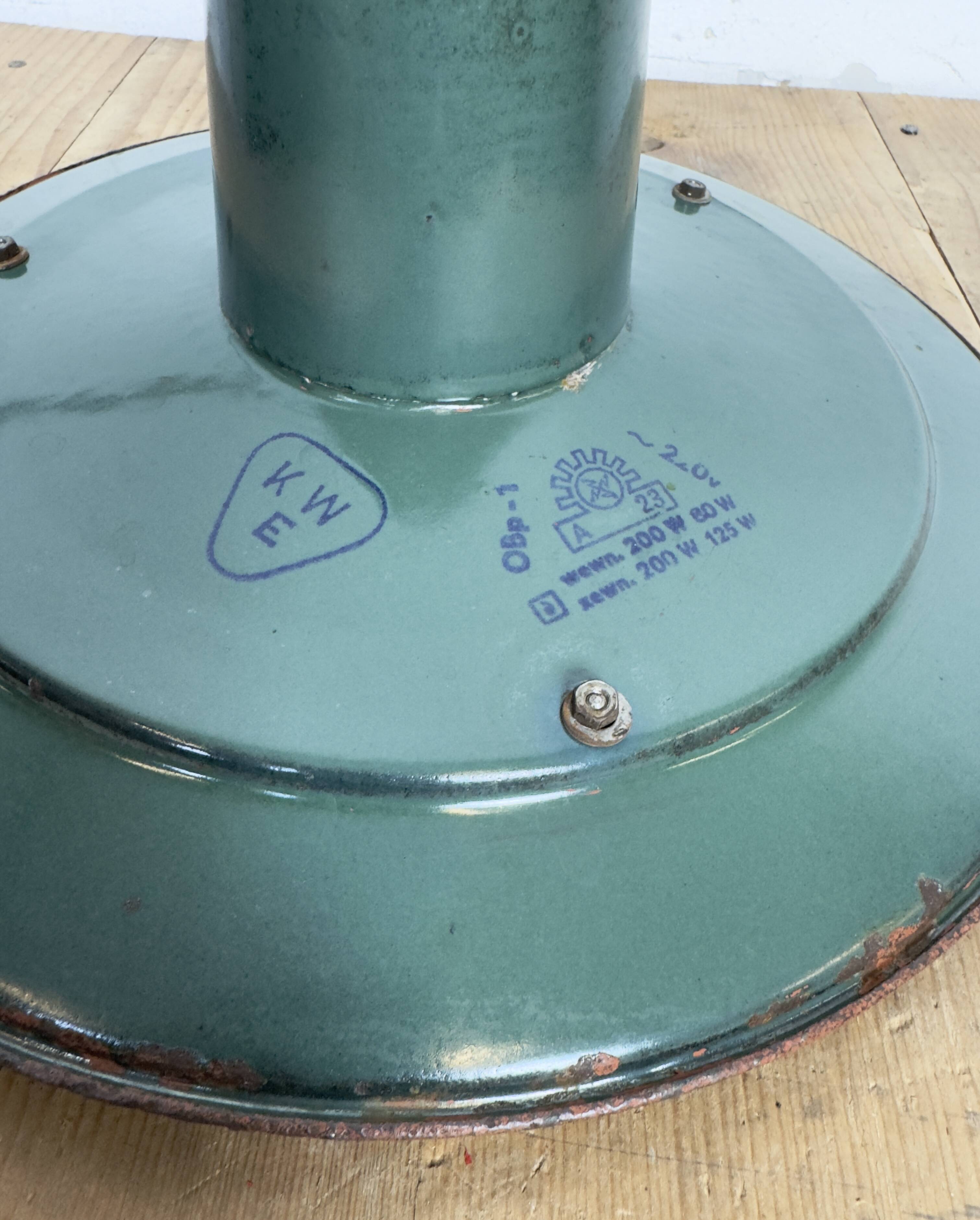 Industrial Green Enamel Cage Pendant Light, 1960s