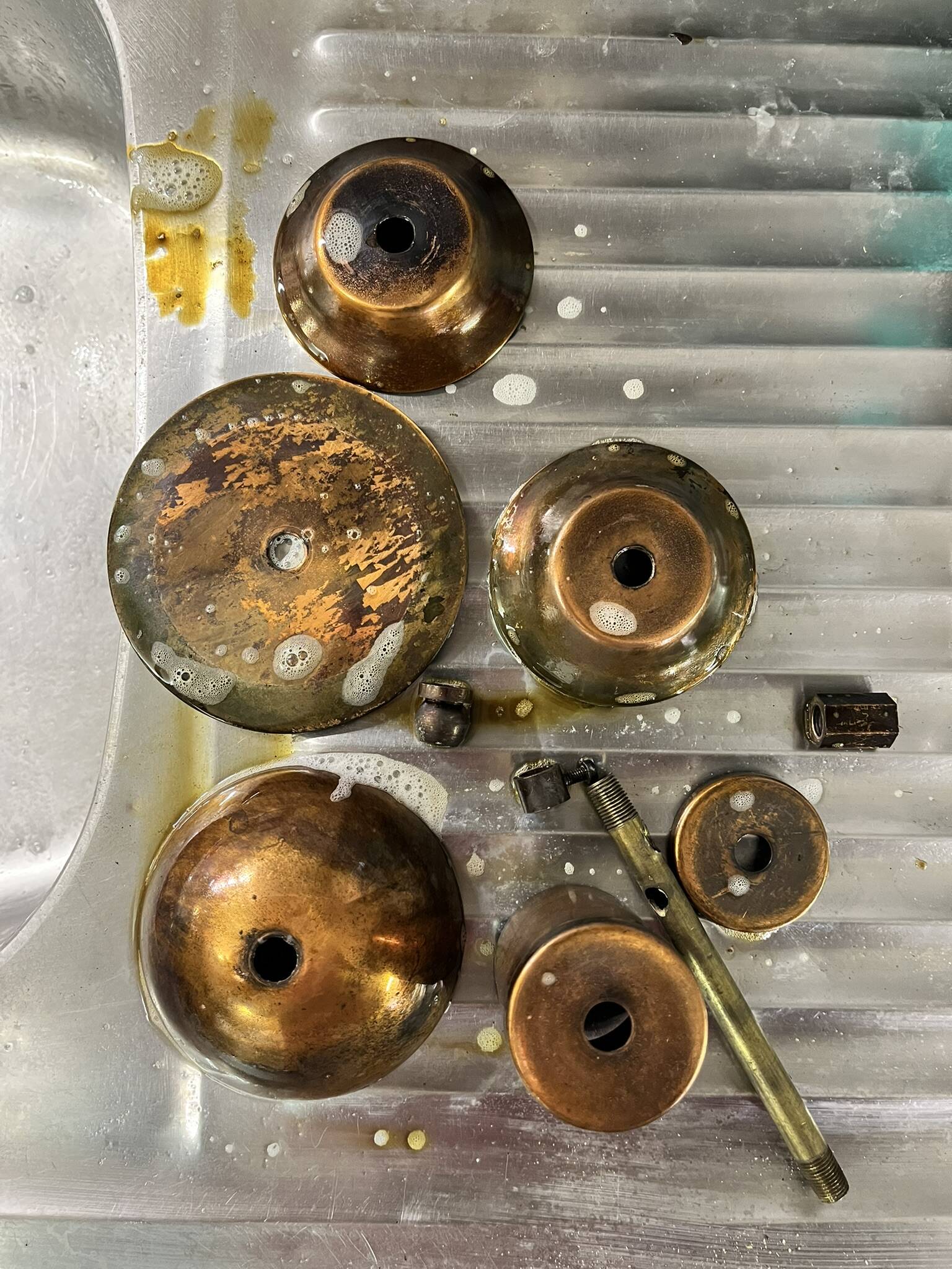 Vintage Copper Pendant Lamp / Hanging Light / Colonial Chandelier 1970's