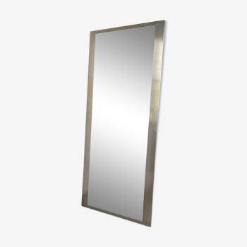 Brushed stainless steel mirror circa François Monnet and Joelle Ferlande