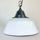 White Enamel and Cast Iron Industrial Pendant Light, 1960s