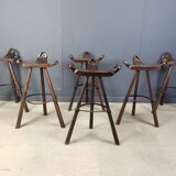 Mid century brutalist bar stools - set of 6, 1960s