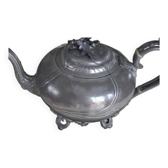 Solid tin teapot