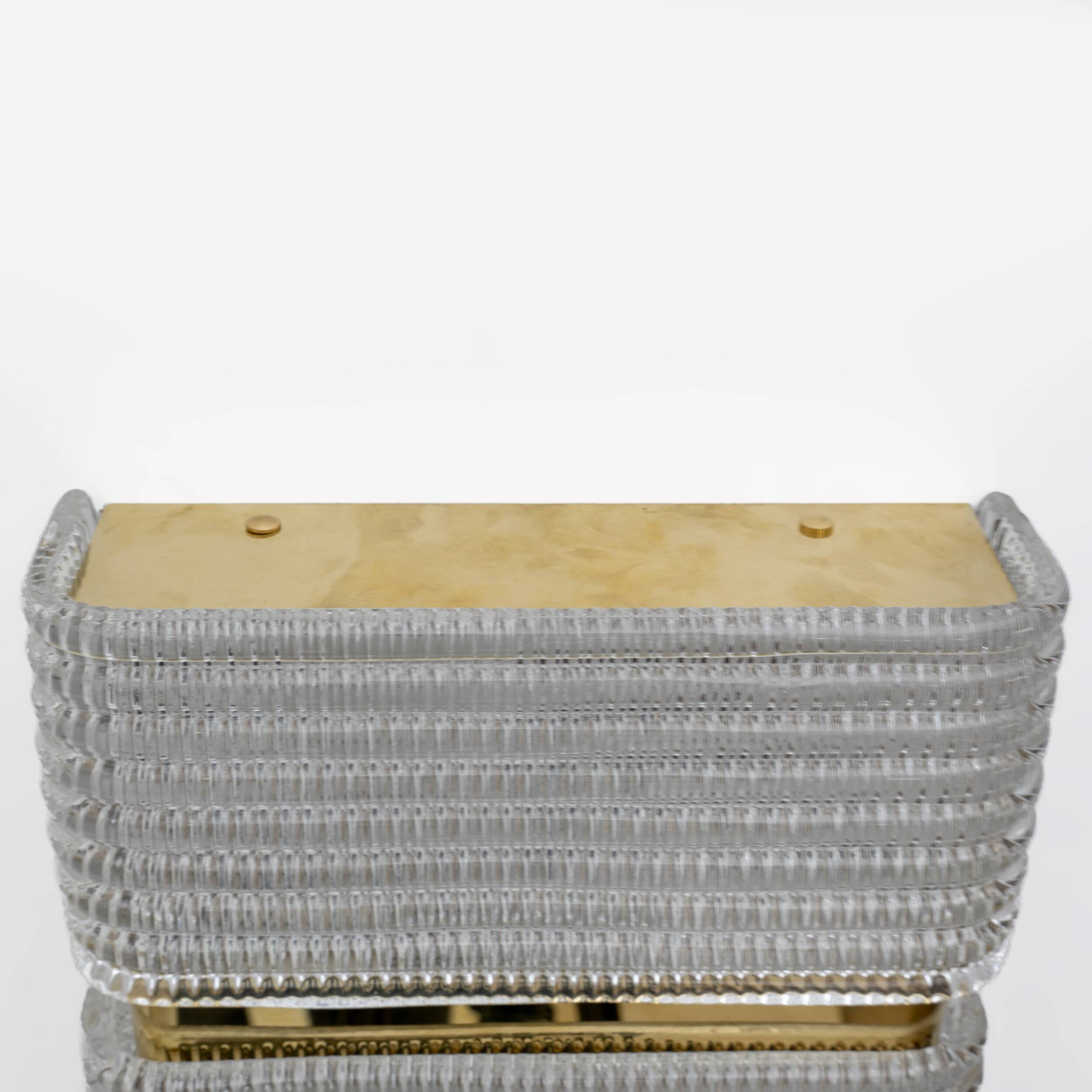 Pair of Modern Italian Murano Glass and Brass Sconces