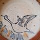 Pyrite stone plate with bird decoration