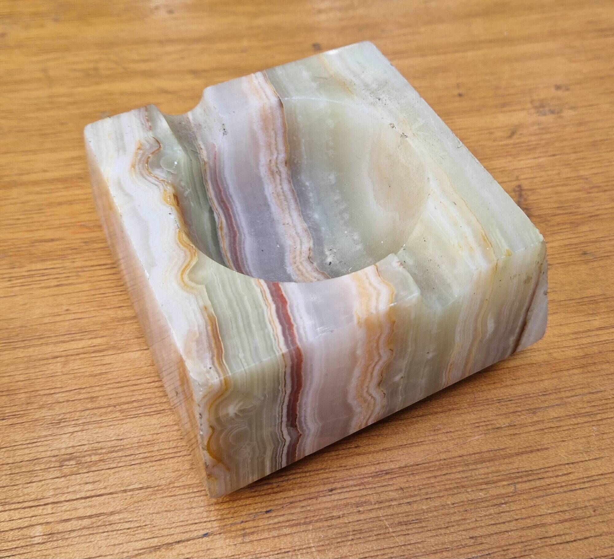 Vintage 1970's onyx lighter and ashtray smoking kit