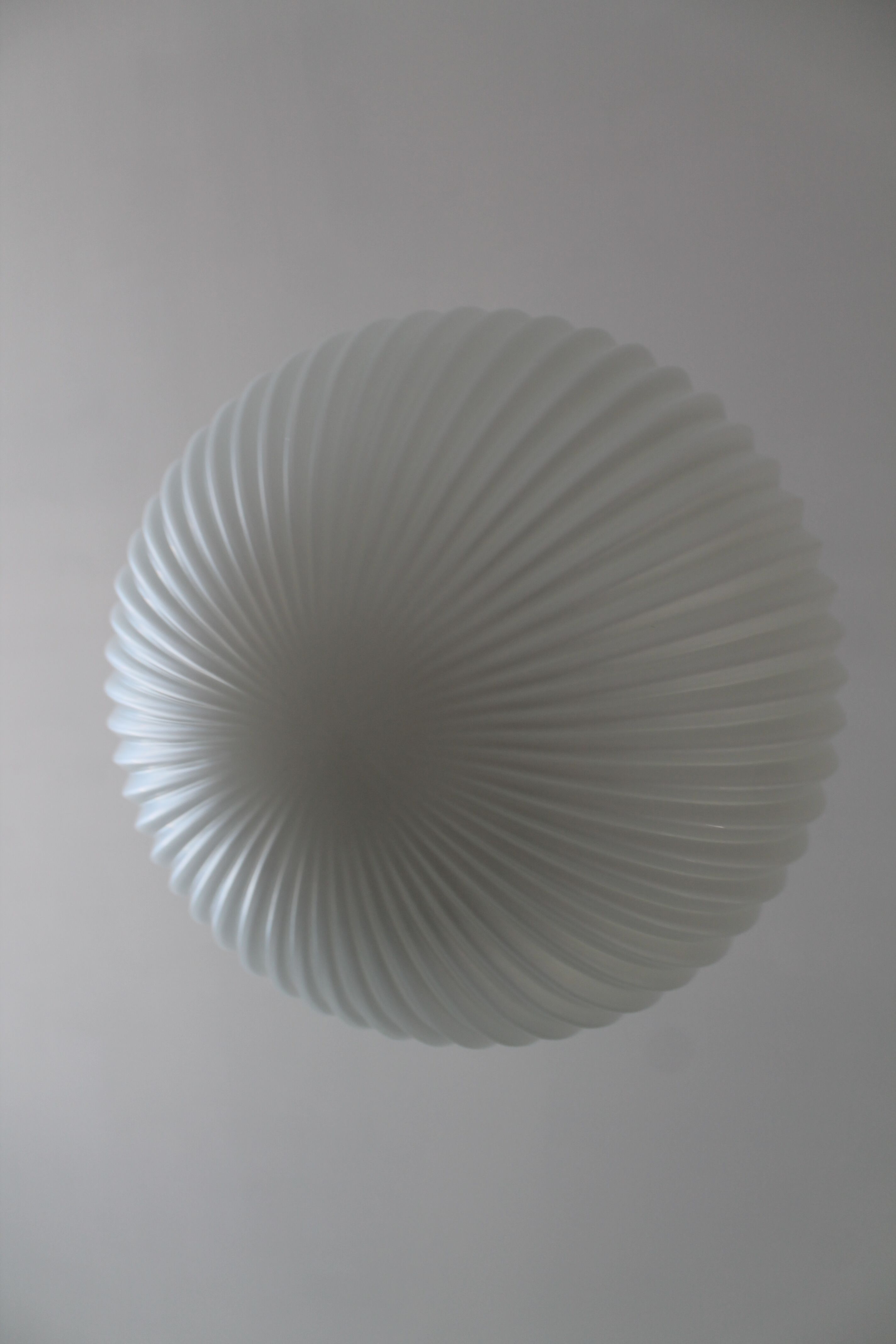 Large globe opaline suspension pleated circa 1950