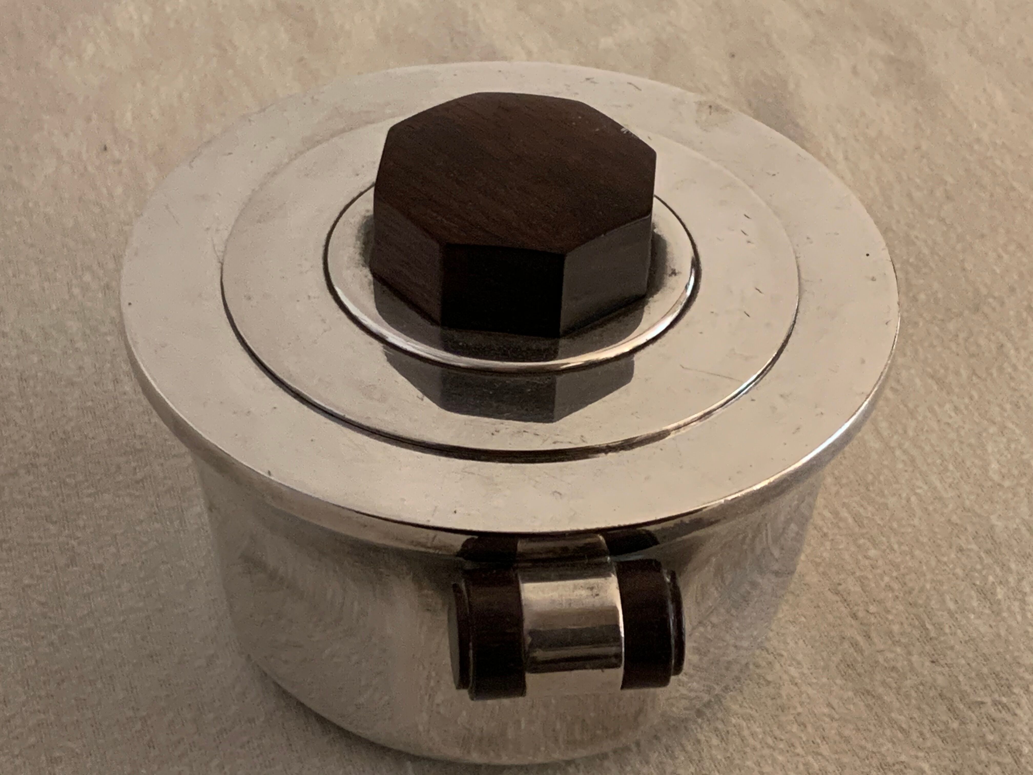 Luc Lanel silver metal and rosewood sugar for Christofle art deco