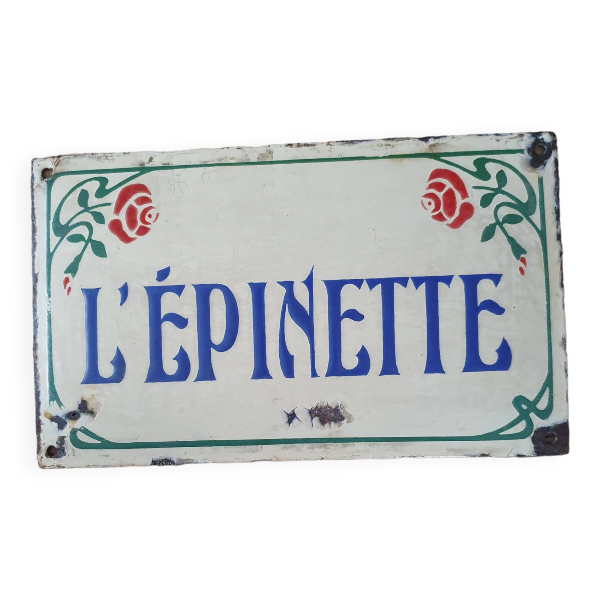 Old enameled house plate