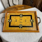 Plateau en marqueterie bois et nacre