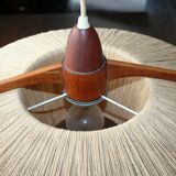 Scandinavian hanging lamp in teak and rope