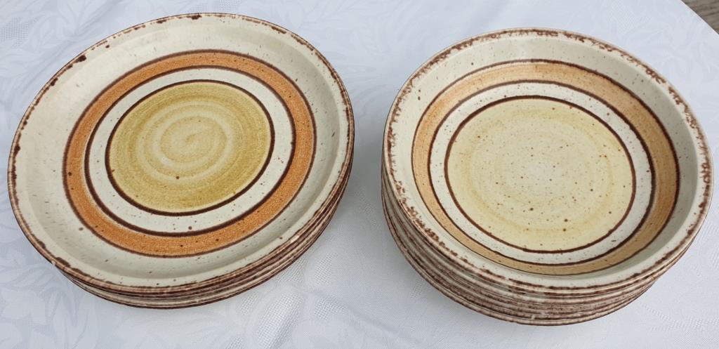 Set 11 plates Gien France model Etna spirals bohemian retro 1970