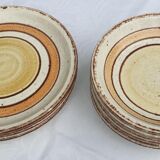 Set 11 plates Gien France model Etna spirals bohemian retro 1970
