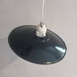 Vintage pendant light in enamelled metal and porcelain