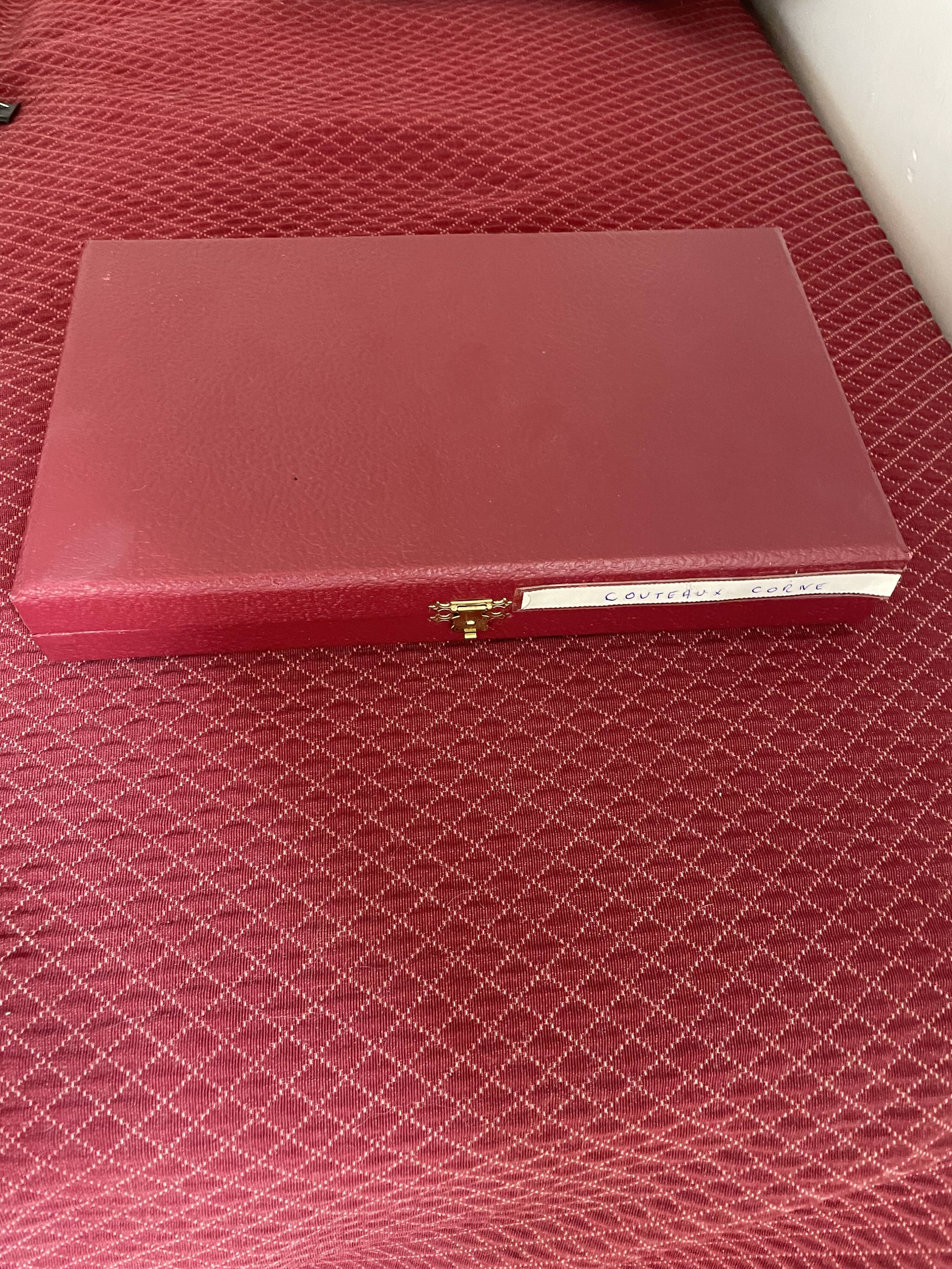 Box of 12 fine table knives from the late 19th century in horn.