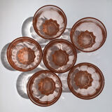 6 orange-pink water glasses star-footed