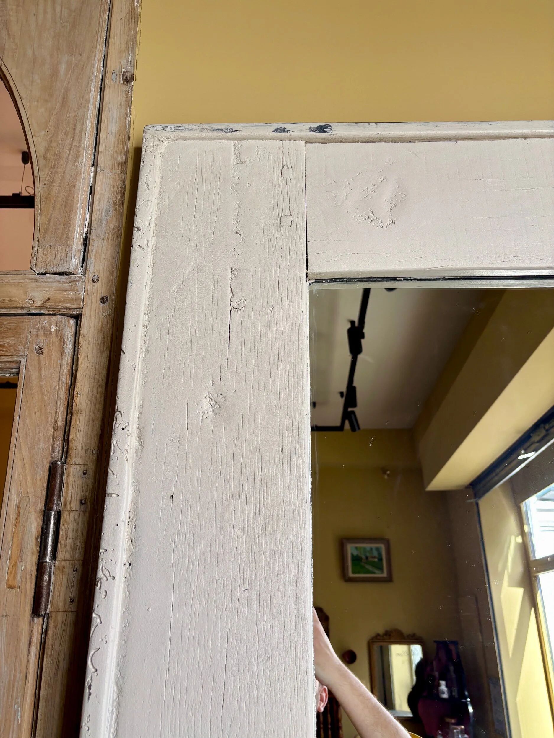 White wooden mirror 245 x 125 cm