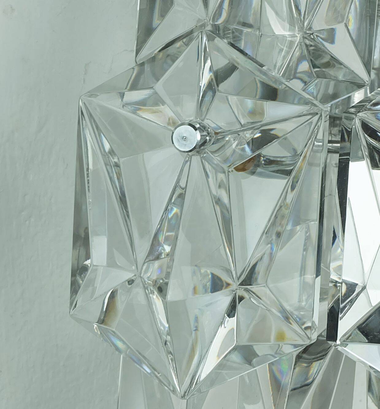 Elegant mid century sconce crystal glass prisms and chrome by kinkeldey 196