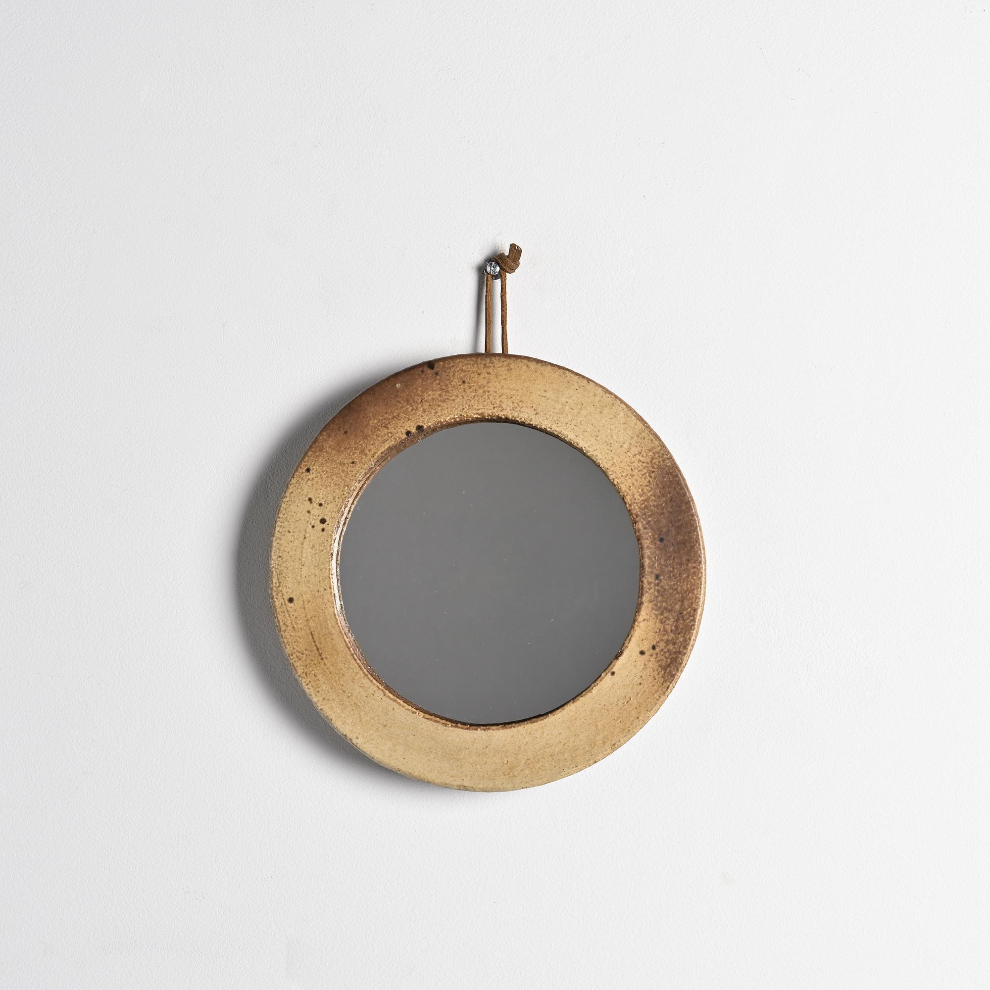 Glazed stoneware mirror, France, circa 1970