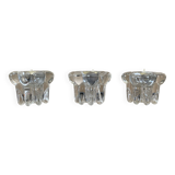 Set of 3 old glass candlesticks