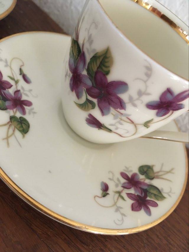 Two porcelain cups with violets