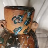 Colored ceramic vase dated and signed vintage