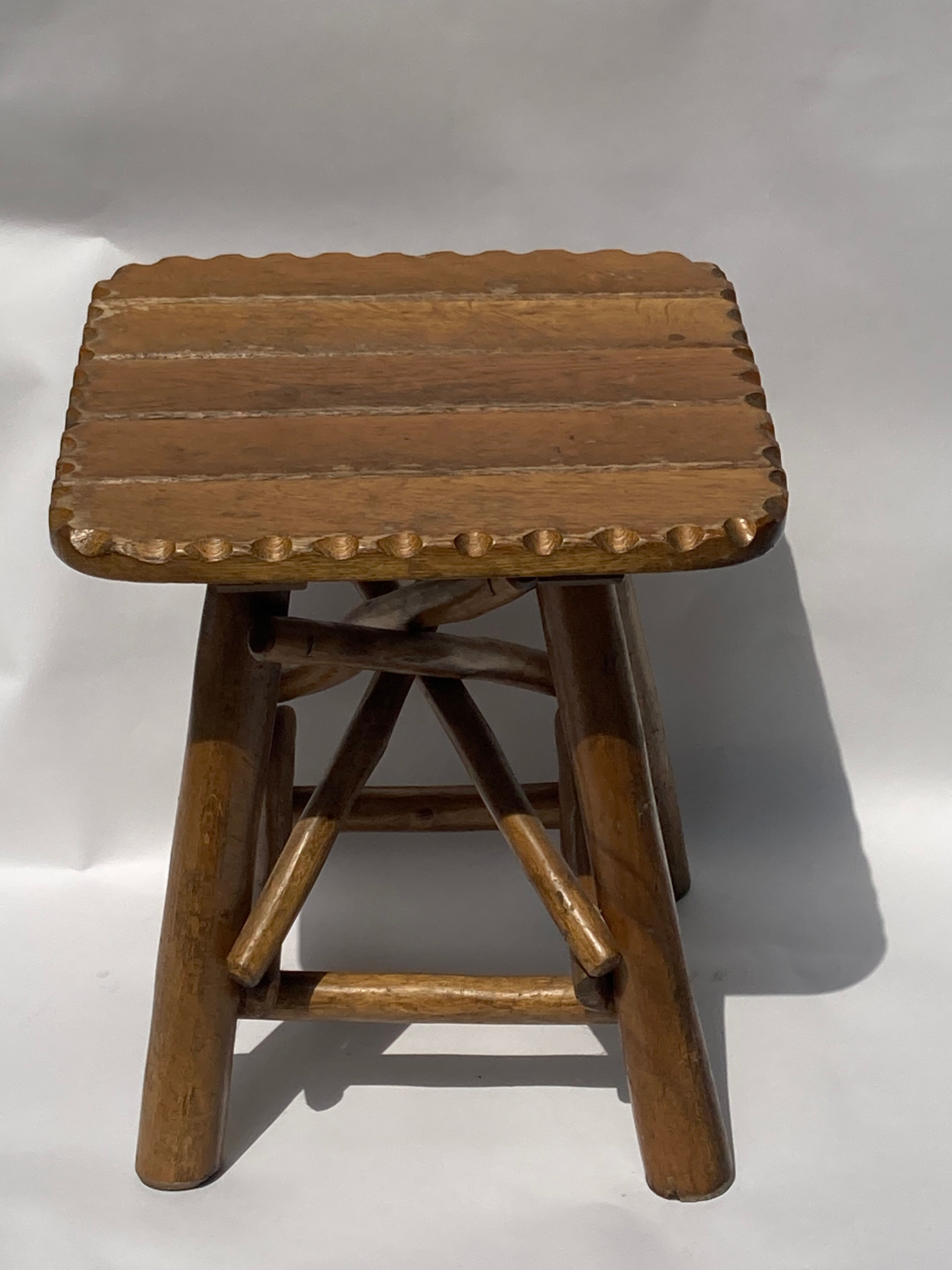 Brutalist wabi sabi organic tree stool or hocker 1970