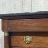 19th century Empire chest of drawers in cherry wood and black marble