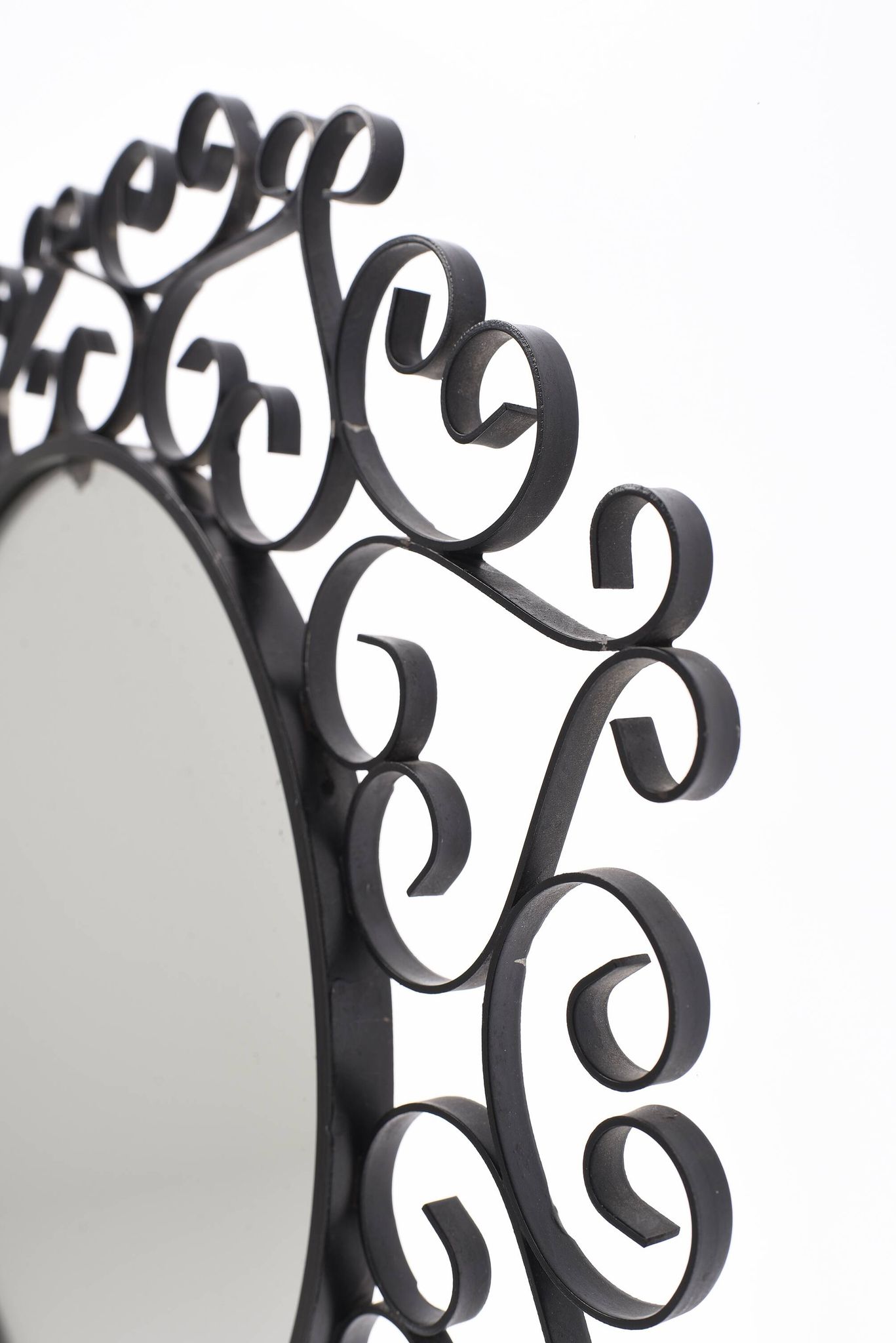 Chaty vallauris black mirror, wrought iron, 1950s