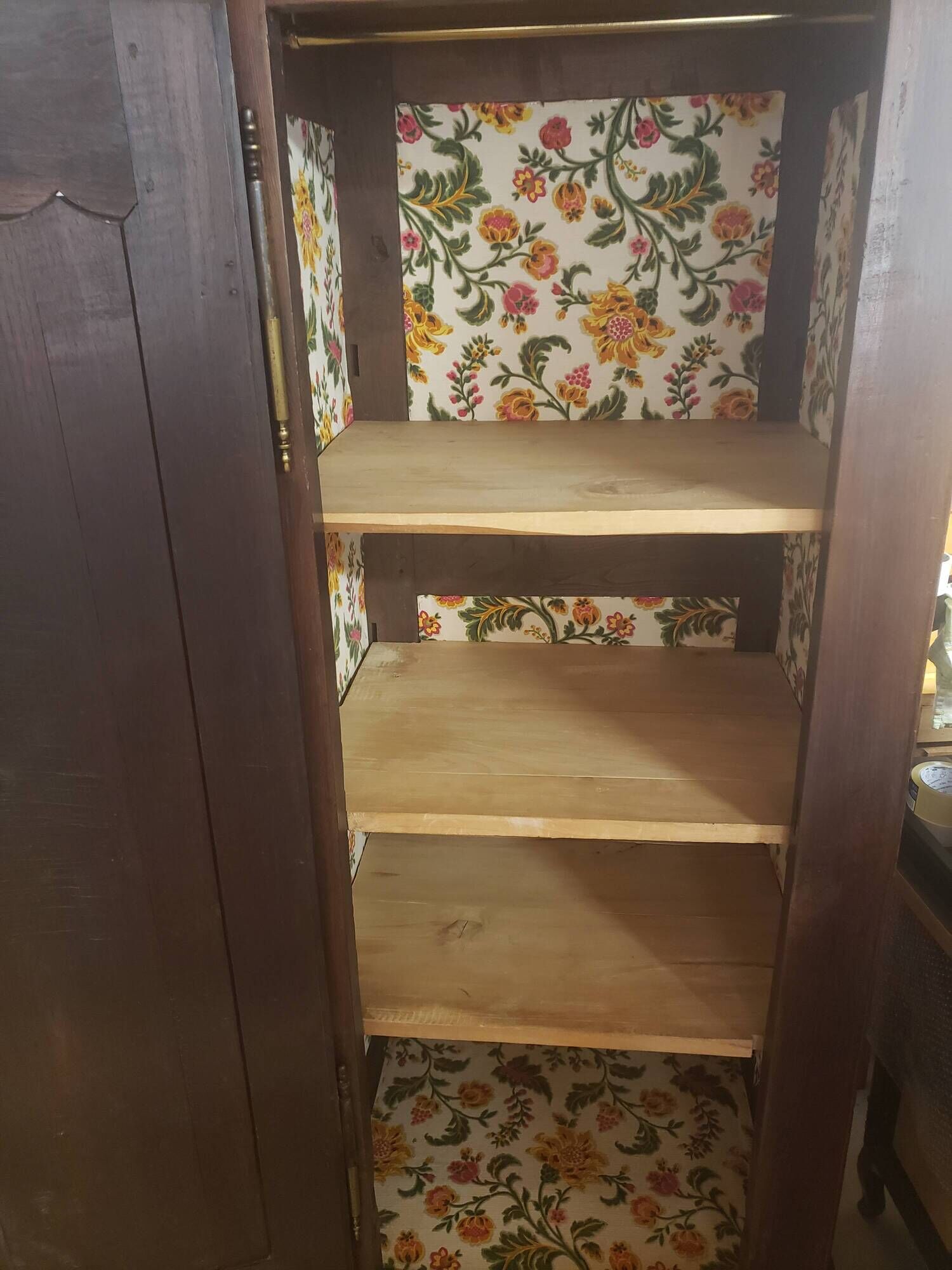 Vintage Louis Philippe style bonnetière wardrobe from the 1800s in cherry wood.