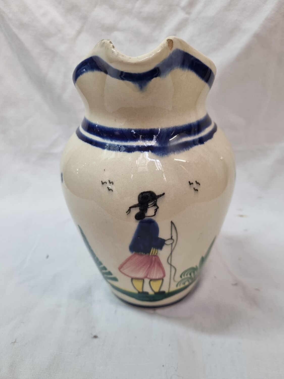Henriot Quimper earthenware water pitcher 1960