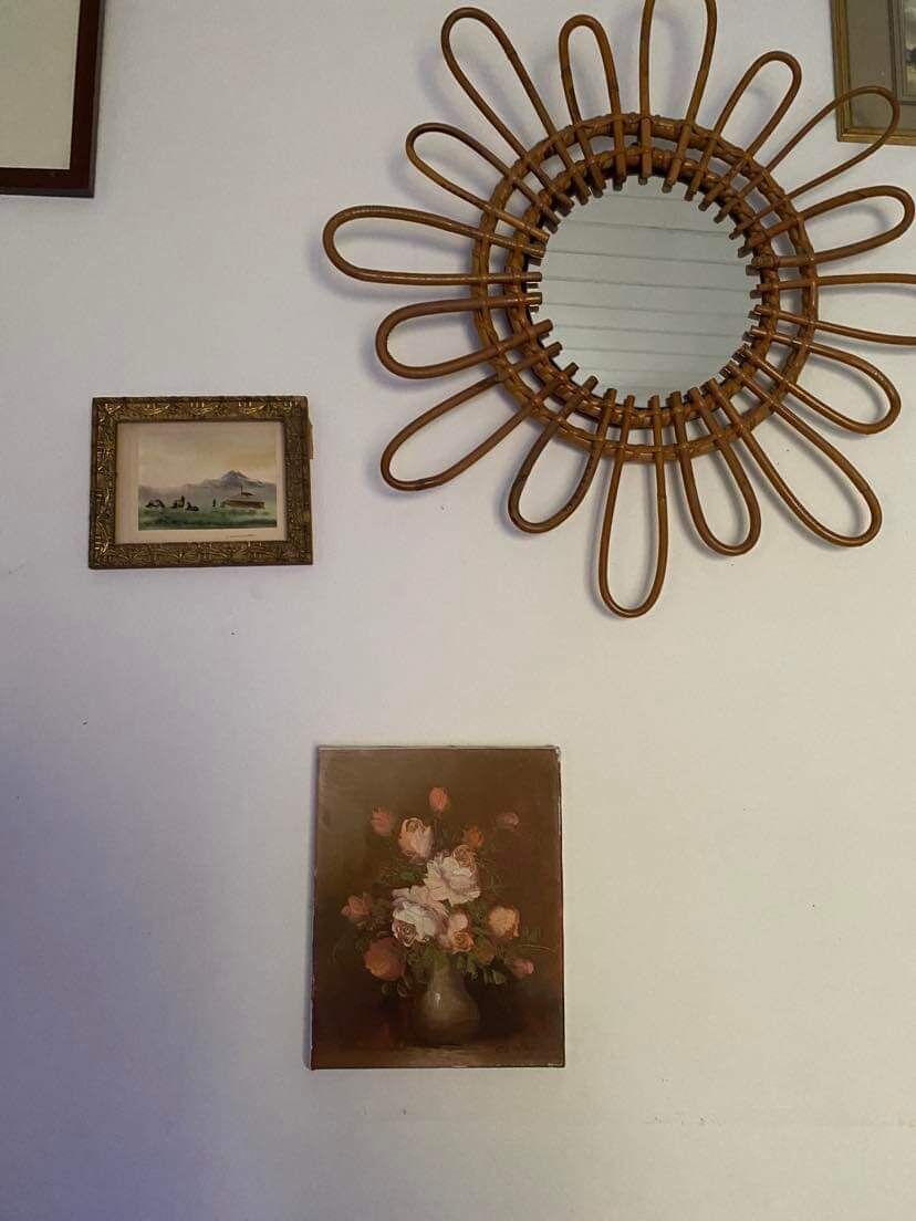 Painting on canvas pinks in a vase.