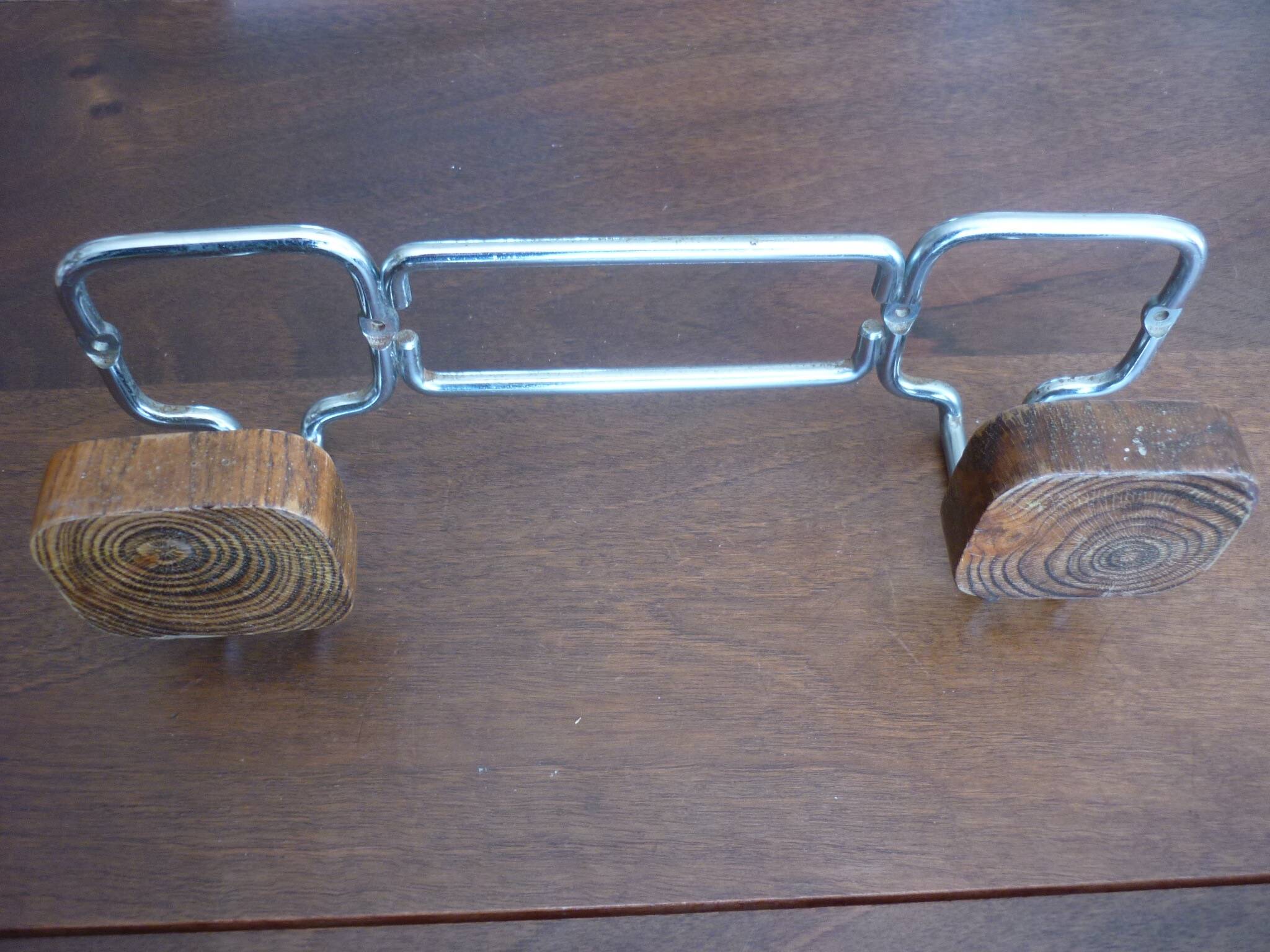 Coat rack with 2 wooden hooks 1970