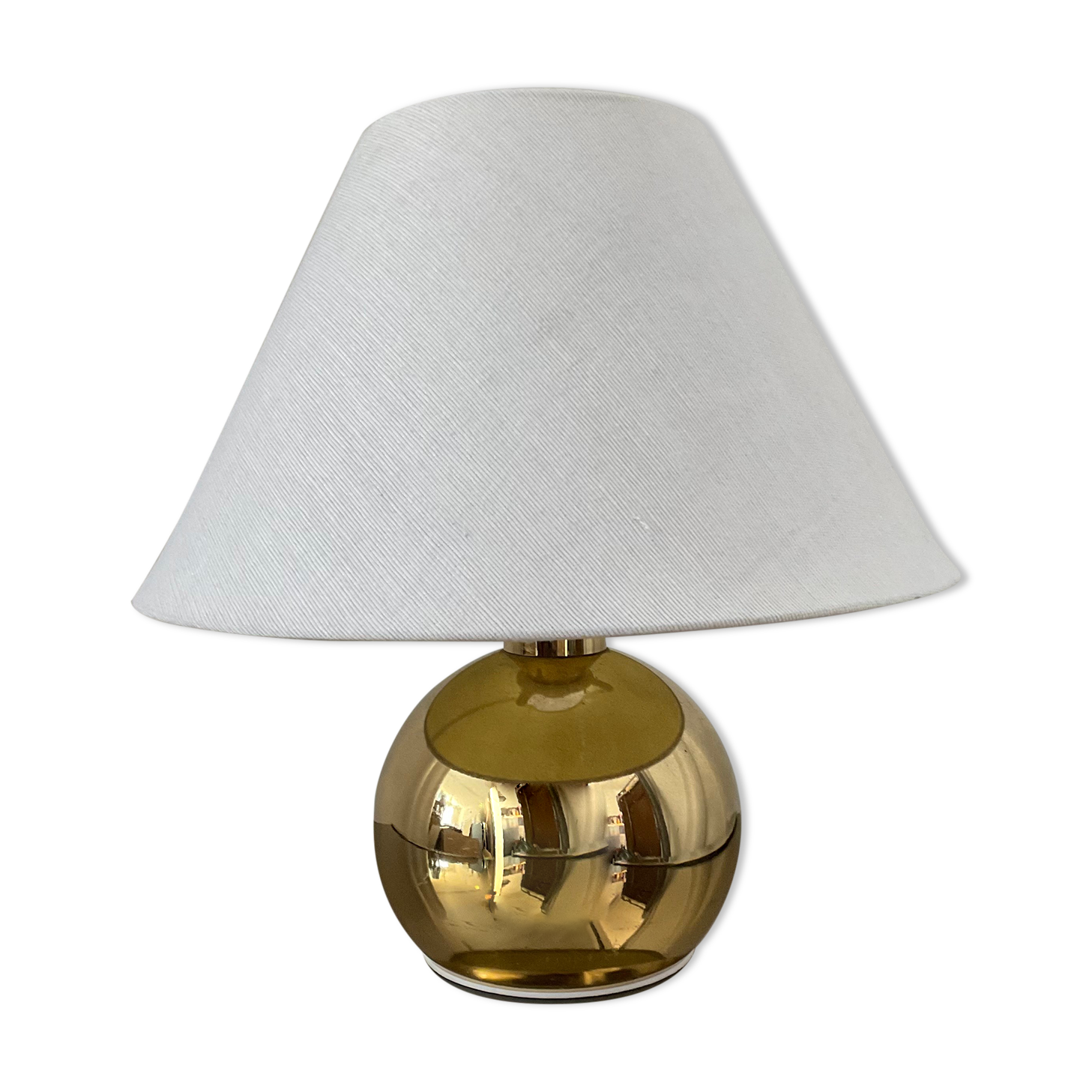 Lampe vintage boule en metal doré années 70