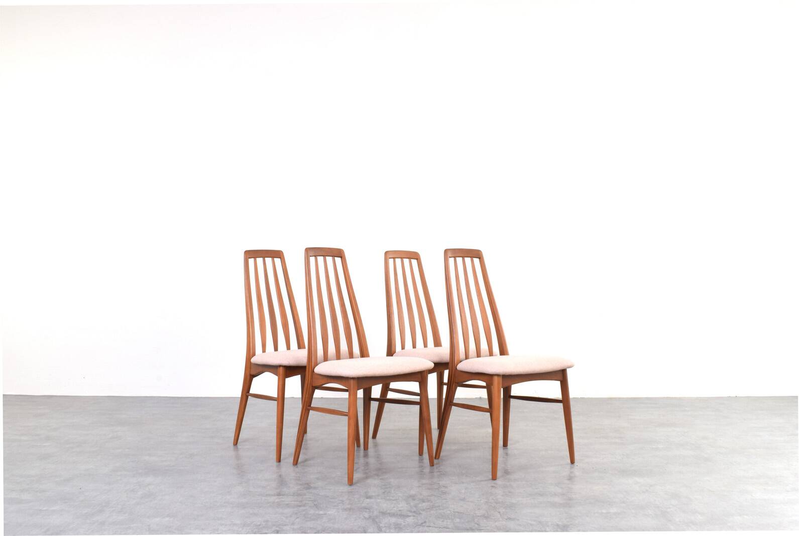 Teak & Wool Eva Dining Chairs by N. Koefoed for Koefoed Hornslet, 1960s