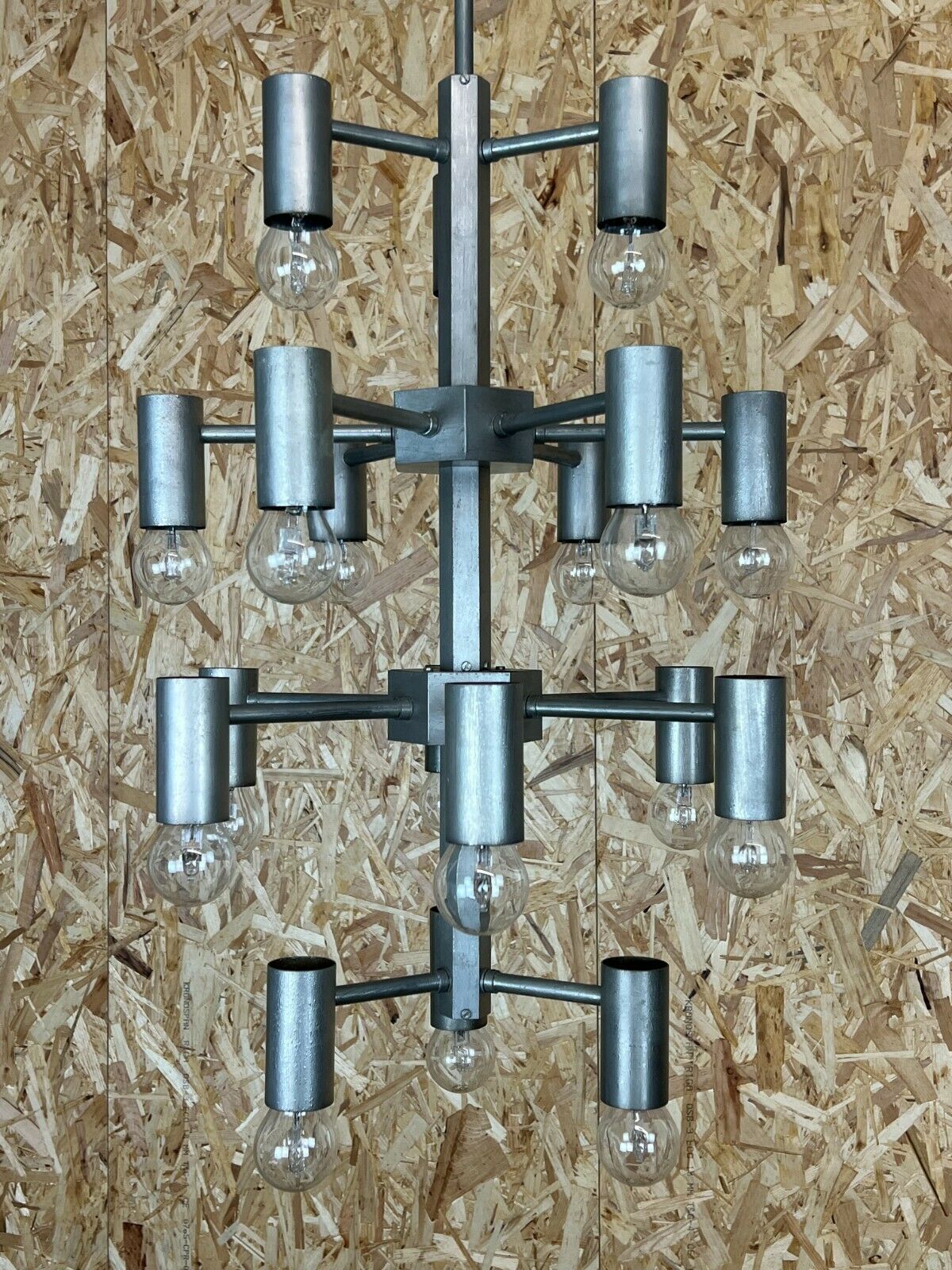 XL 60s 70s Chandelier Chandelier Pendant Lamp Chrome & Metal Design 60s 70s